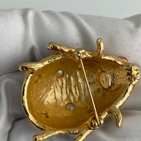 Vintage by Kenneth Jay Lane  GP ladybug brooch black enamel - Picture 14 of 14